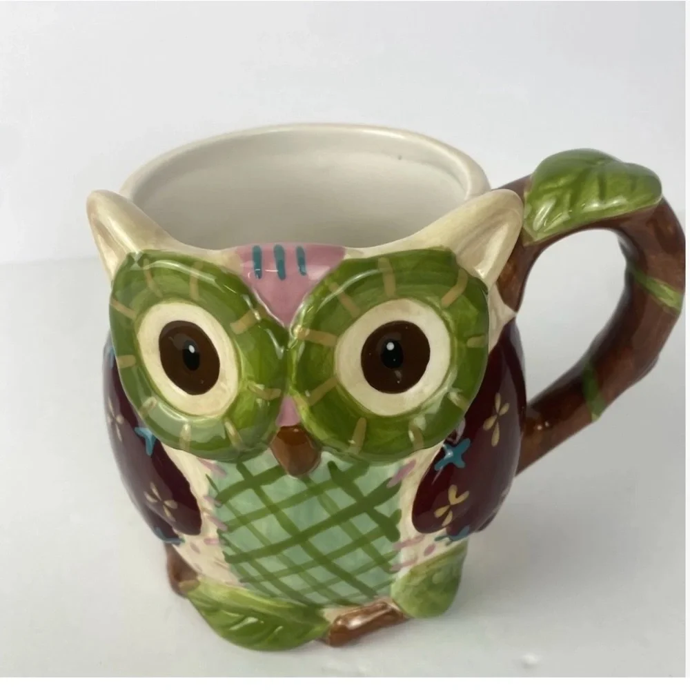 Pier 1 Imports Hand Painted Owl Coffee Mug Ceramic